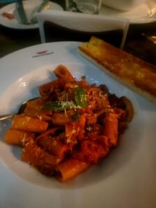 Amatriciana pasta in red sauce