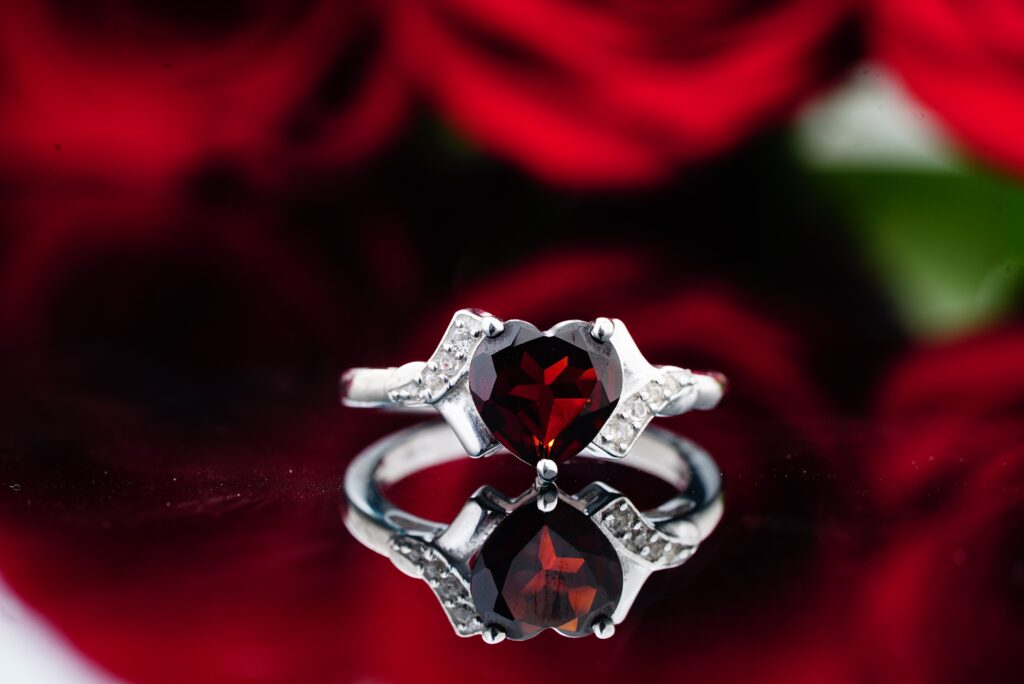 a ring set with a ruby