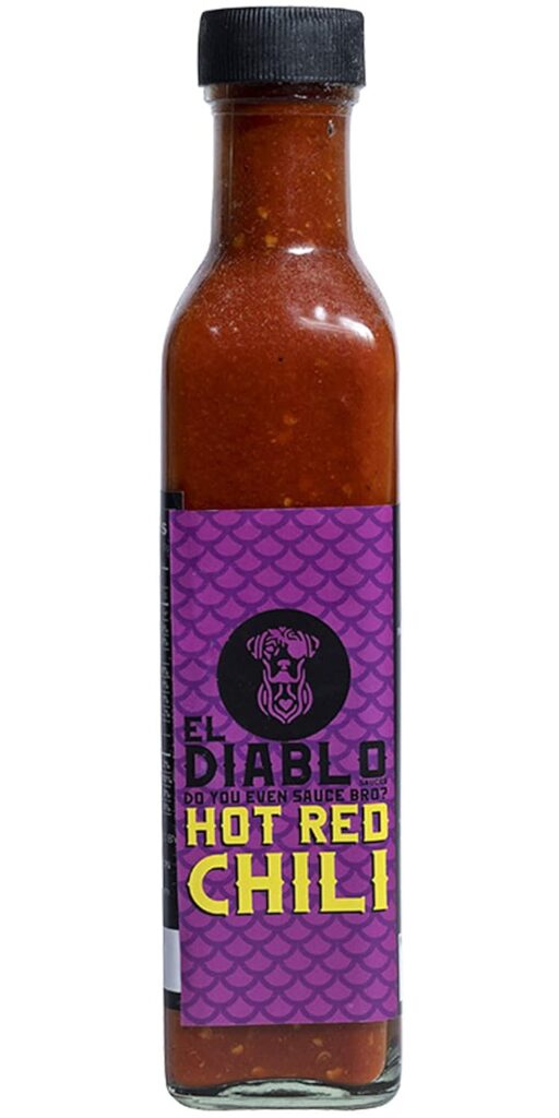 El Diablo hot sauce bottle- hot red chili