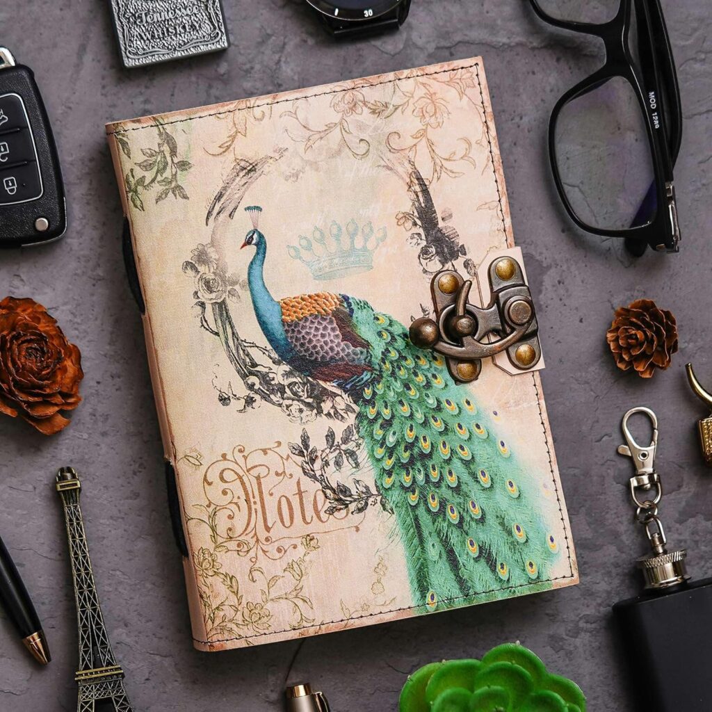 peacock cover leather journal