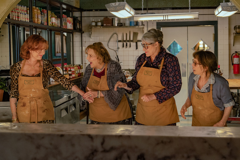 The four nonnas cooking in Enoteca Maria. Photo: Jeong Park / Netflix.