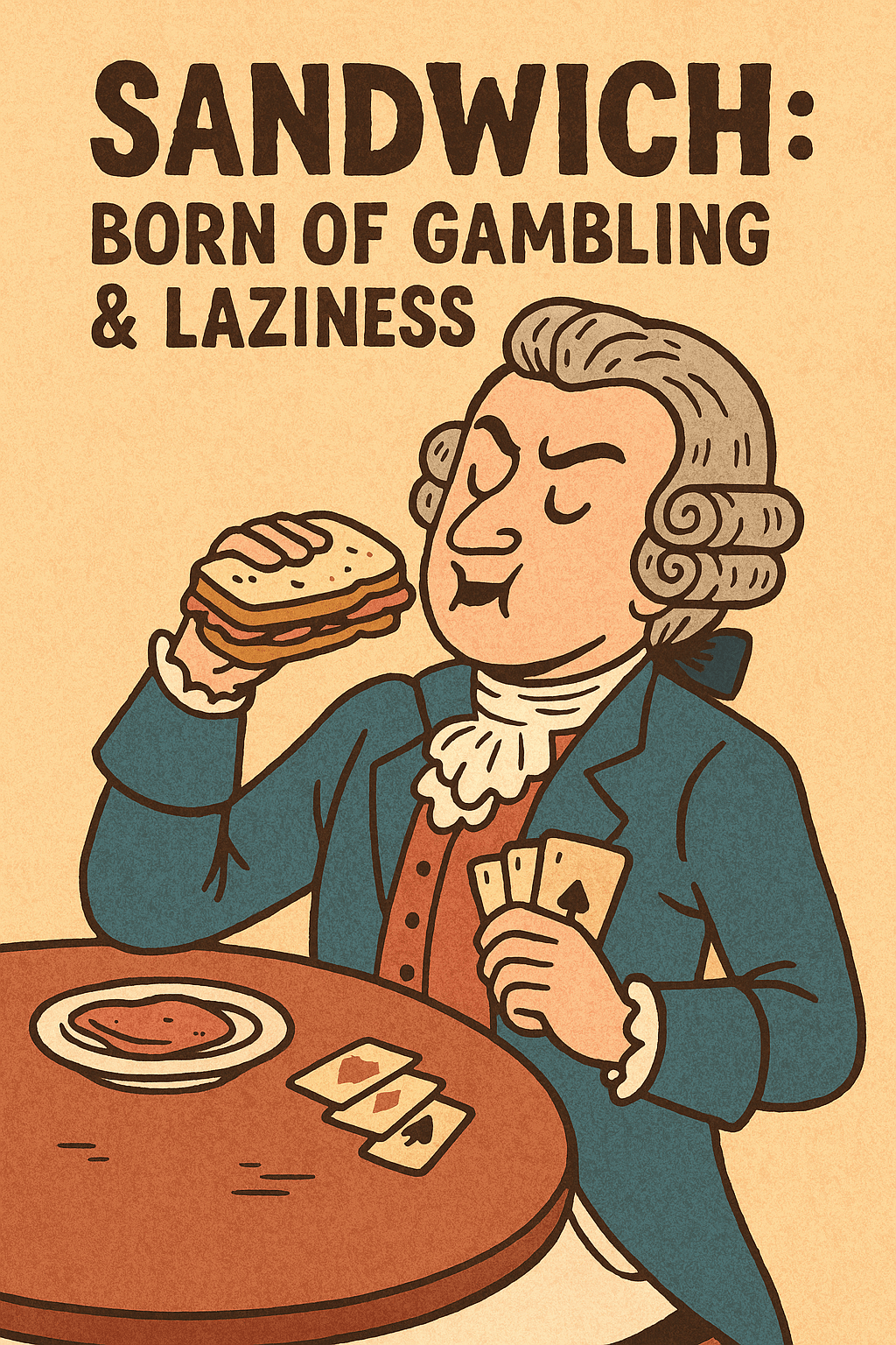 Illustration of the Earl of Sandwich and the word origin of sandwich.