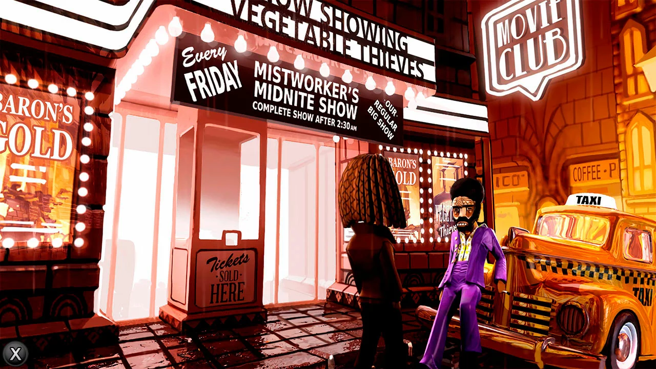 Bwana outside a cinema in The Journey Down. SkyGoblin / BlitWorks.